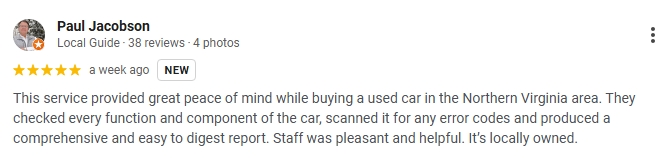 Google review screenshot 1 for Pre Purchase Inspection LLC