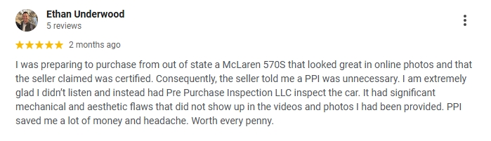 Google review screenshot 11 for Pre Purchase Inspection LLC