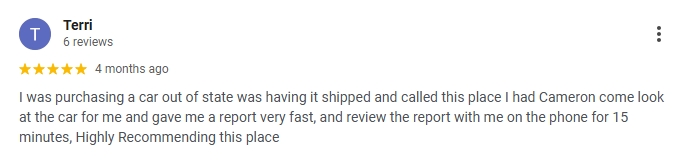 Google review screenshot 4 for Pre Purchase Inspection LLC